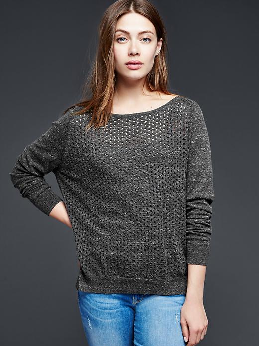 View large product image 1 of 1. Eyelet-front sweater