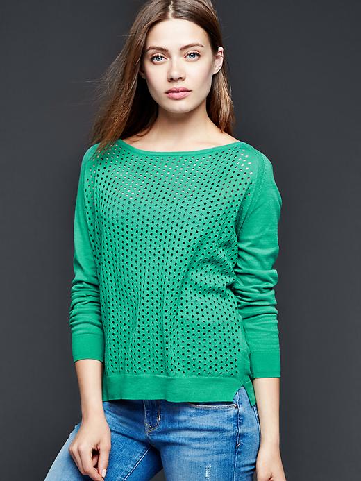 Image number 7 showing, Cotton eyelet-front sweater