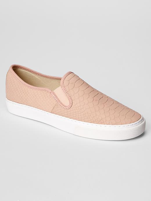 View large product image 1 of 1. Leather slip-on sneakers