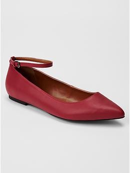 white ankle strap ballet flats
