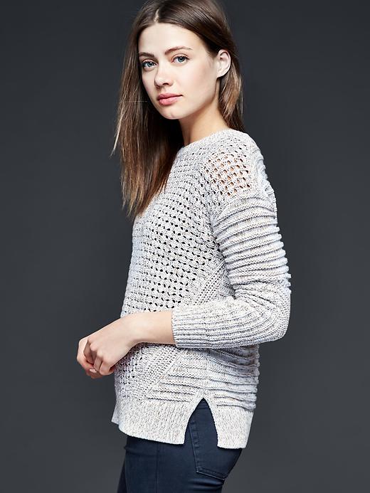 Image number 4 showing, Mixed knit sweater
