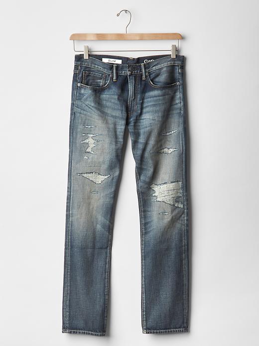 Image number 4 showing, 1969 slim fit jeans (dry deep indigo rip & repair wash)