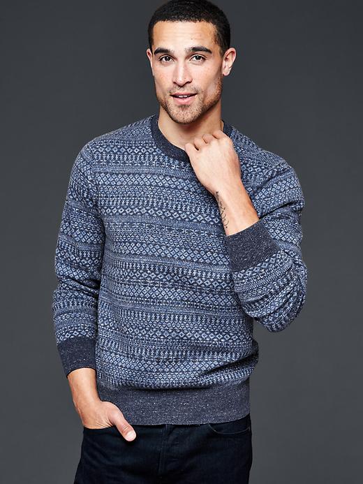 Image number 6 showing, Marled fair isle crew sweater