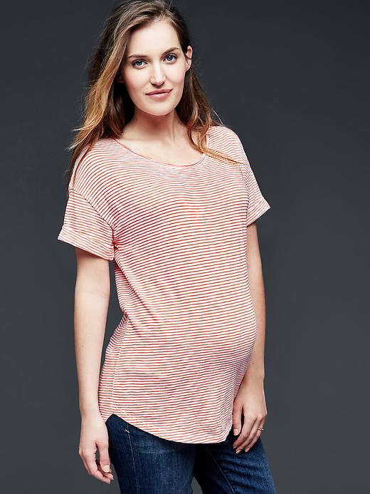 Image number 4 showing, Stripe roll-sleeve top