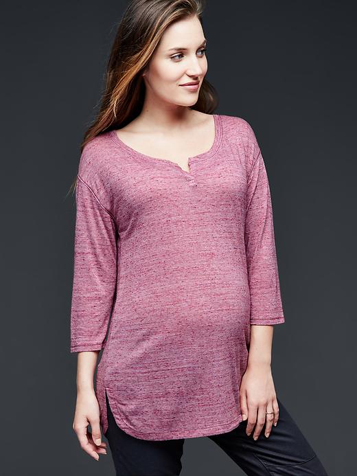 Image number 3 showing, Three-quarter sleeve nep henley tunic