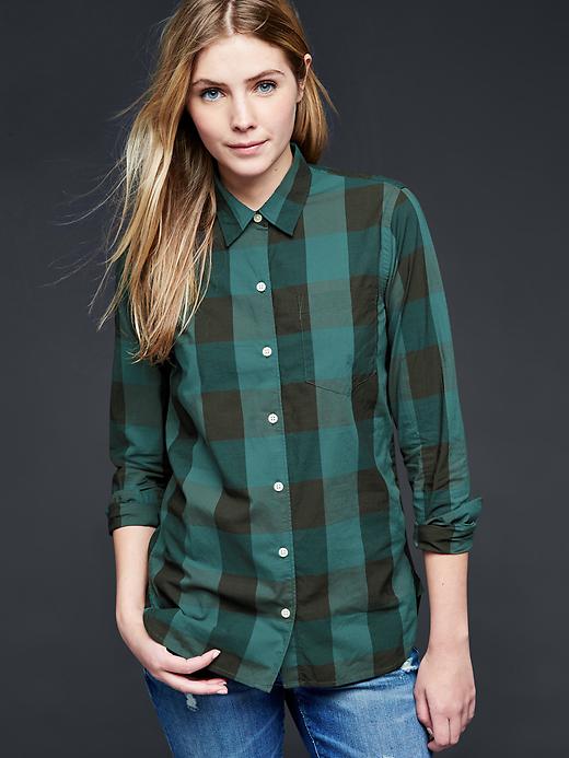 Image number 8 showing, Plaid relaxed boyfriend shirt