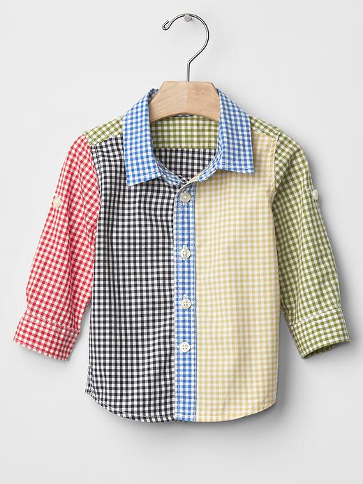 Image number 3 showing, Mixed plaid roll-up shirt