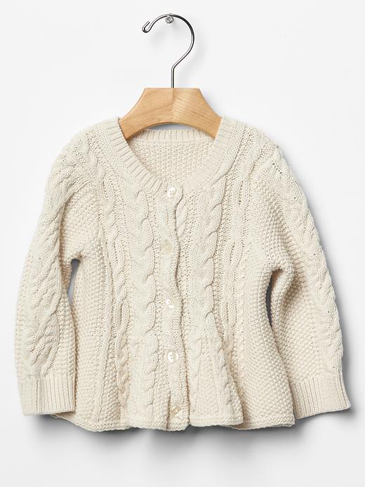 Image number 1 showing, Cable knit peplum cardigan