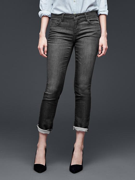 Image number 1 showing, 1969 dark worn knit girlfriend jeans