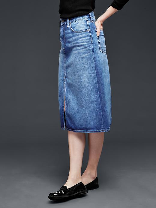 Image number 3 showing, 1969 denim vintage long skirt