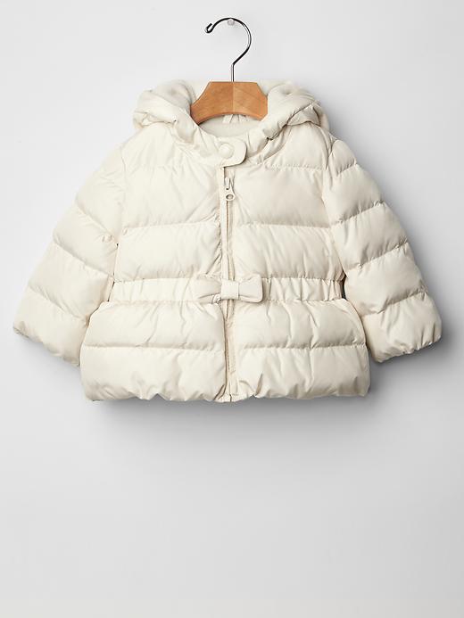 View large product image 1 of 1. Warmest bow peplum puffer