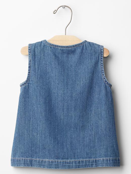 Image number 2 showing, Chambray pintuck bow top