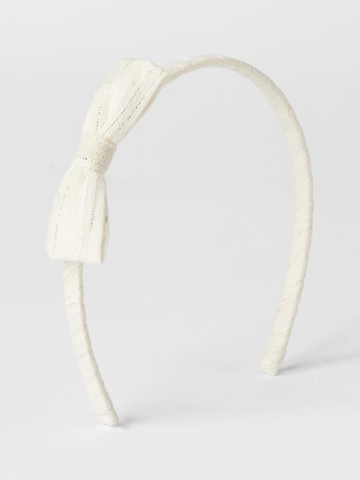 View large product image 1 of 1. Metallic stripe bow headband