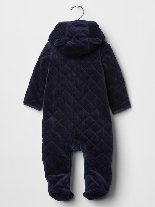 Image number 2 showing, Quilted velour footed one-piece