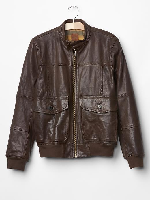 Image number 4 showing, Leather aviator jacket