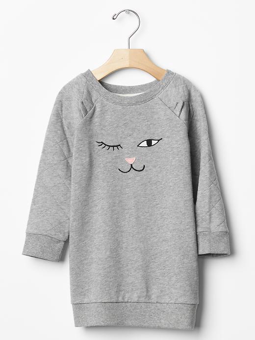 Image number 1 showing, Cat quilted sweatshirt dress