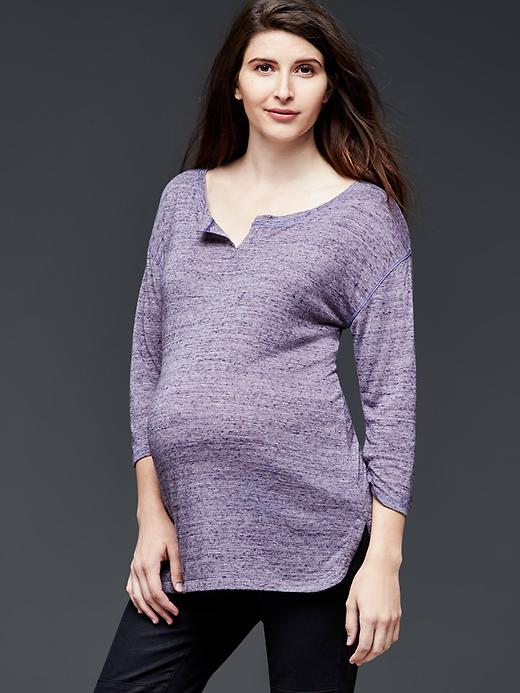 Image number 4 showing, Three-quarter sleeve nep henley tunic