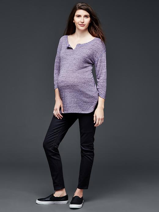 Image number 2 showing, Three-quarter sleeve nep henley tunic