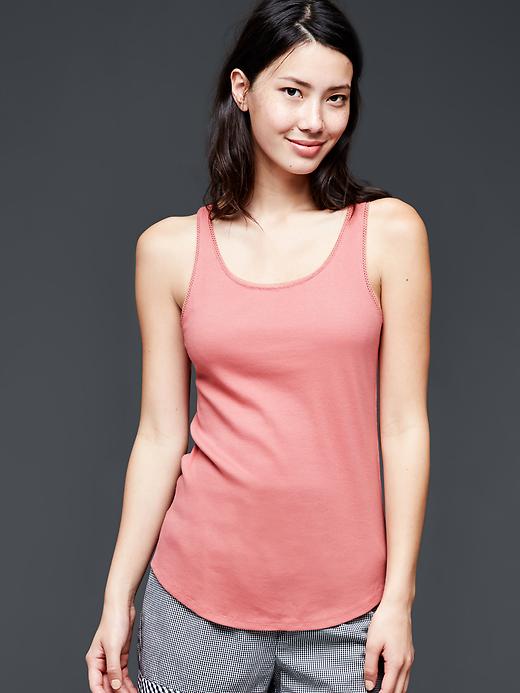 Image number 6 showing, Lace-trim ribbed tank