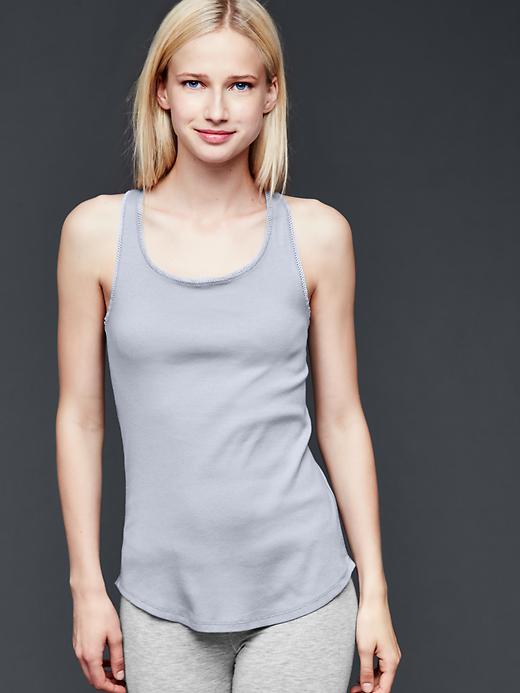 Image number 10 showing, Lace-trim ribbed tank