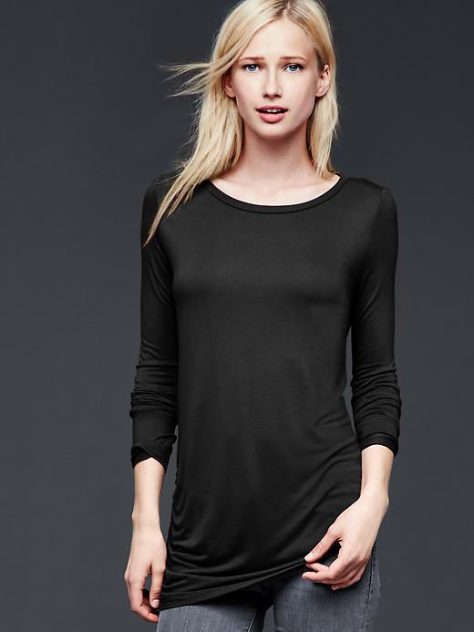 View large product image 1 of 1. Asymmetrical rayon top