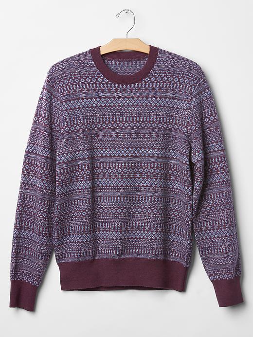 Image number 4 showing, Marled fair isle crew sweater