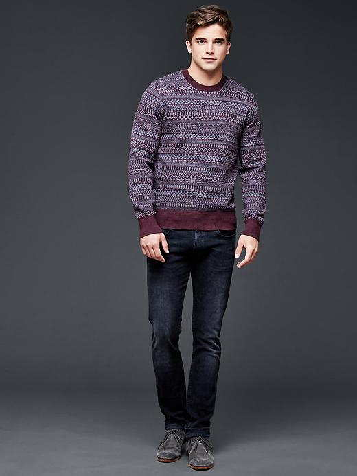 Image number 3 showing, Marled fair isle crew sweater