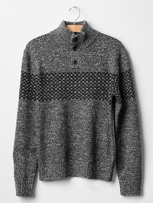 Image number 4 showing, Lambswool fair isle mockneck sweater