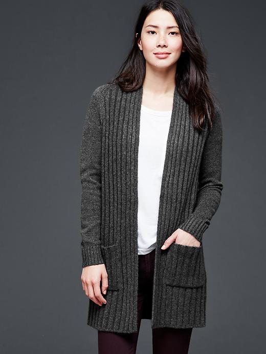 View large product image 1 of 1. Wool open-front cardigan