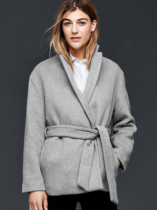 View large product image 1 of 1. Wool wrap coat