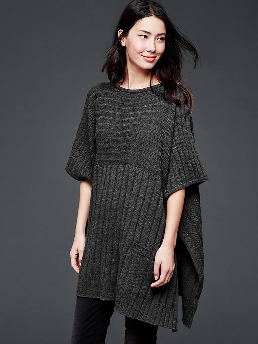 View large product image 1 of 1. Ribbed poncho