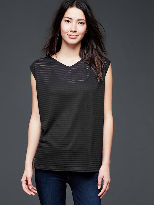 View large product image 1 of 1. Burnout stripe top