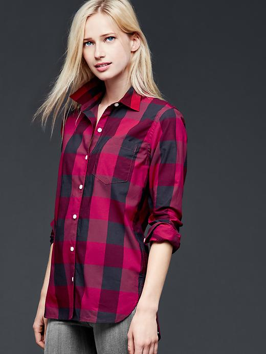 Image number 1 showing, Plaid relaxed boyfriend shirt