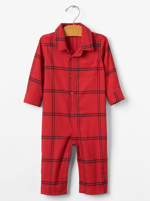 Image number 1 showing, Flannel plaid one -piece
