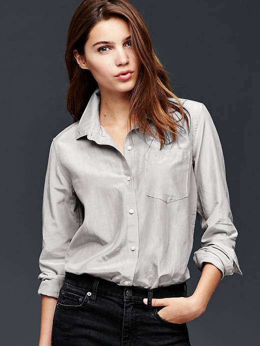Image number 4 showing, Silk  blend pocket shirt