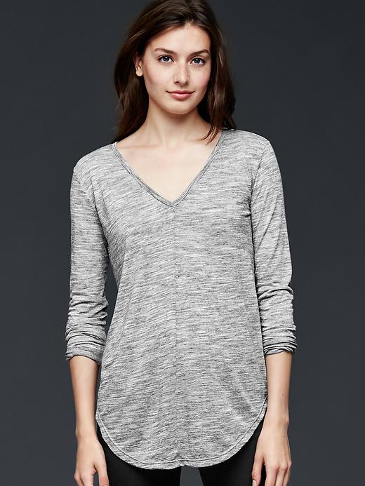 Image number 1 showing, Spacedye shirttail V-neck top
