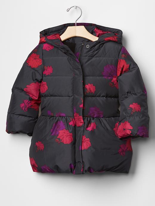 Image number 1 showing, Warmest down floral peplum puffer
