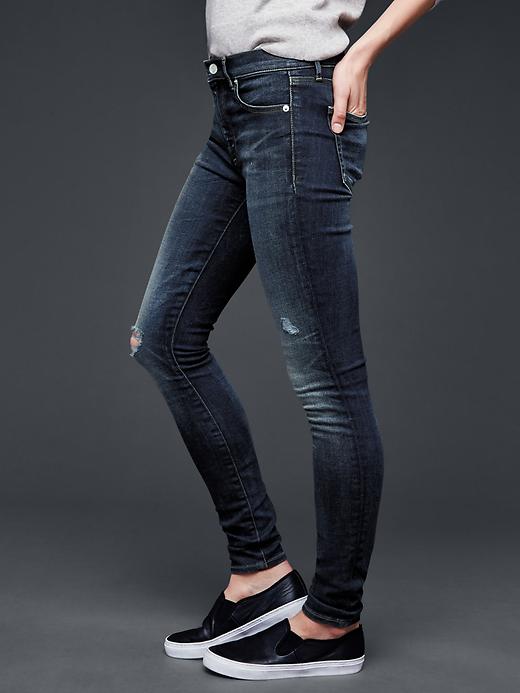 Image number 3 showing, 1969 resolution dark indigo destructed true skinny jeans