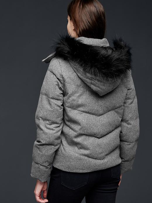 Image number 2 showing, Faux fur-trim wool puffer jacket