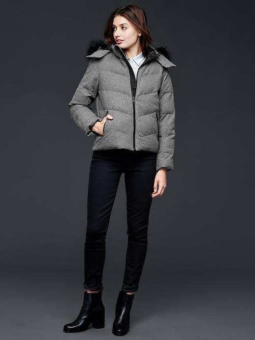 Image number 5 showing, Faux fur-trim wool puffer jacket