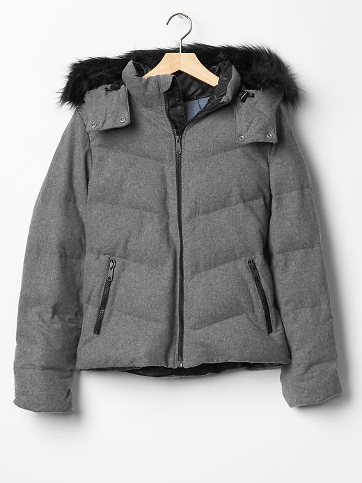 Image number 6 showing, Faux fur-trim wool puffer jacket