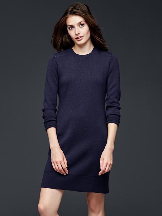View large product image 1 of 1. Merino shoulder-patch dress