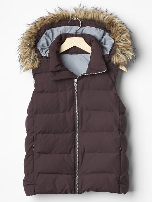 Image number 6 showing, Faux fur-trim matte puffer vest
