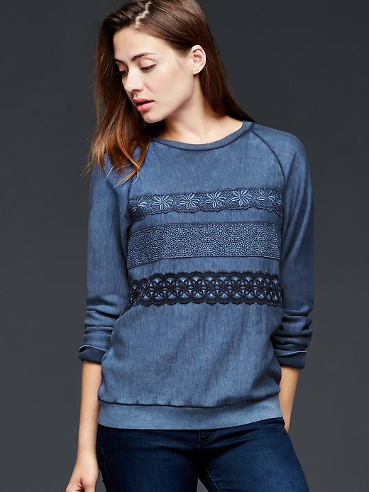 Image number 1 showing, Washed lace pullover