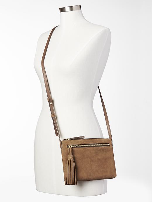 View large product image 2 of 3. Suede crossbody bag