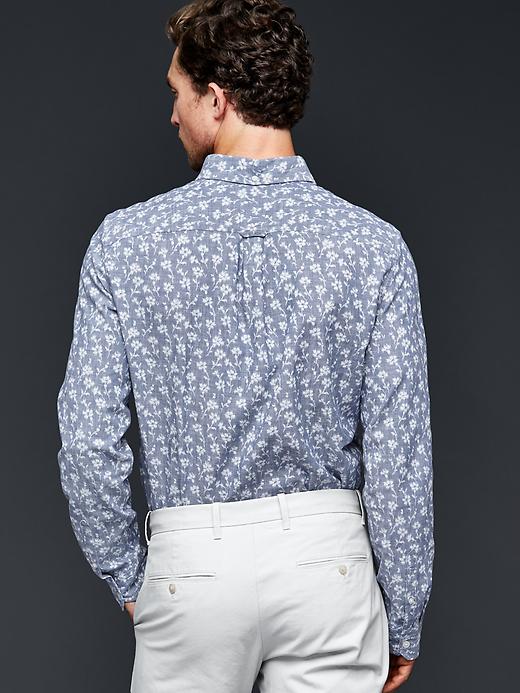 Image number 2 showing, Floral chambray shirt