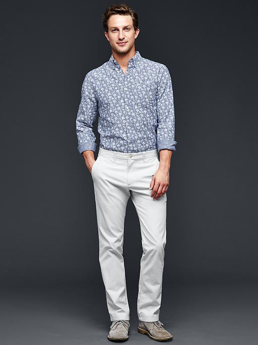 Image number 3 showing, Floral chambray shirt