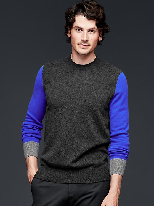 Image number 1 showing, Cashmere colorblock sweater