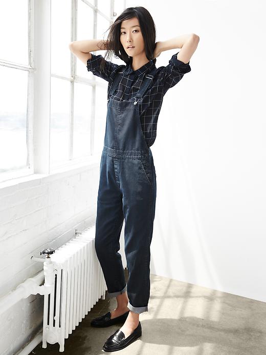 Image number 7 showing, 1969 denim high-low cropped overalls