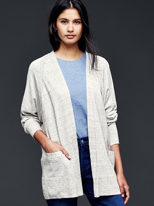 View large product image 1 of 1. Open-front dolman-sleeve cardigan